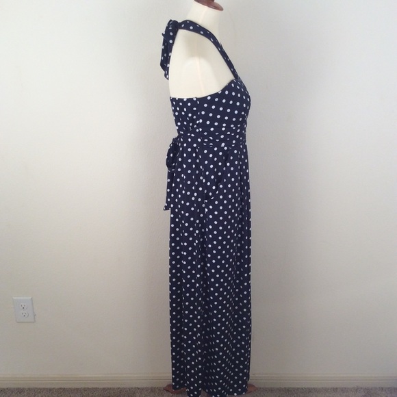 JFW by Just for Wraps Navy Polka Dot Maxi Dress - Picture 3 of 4